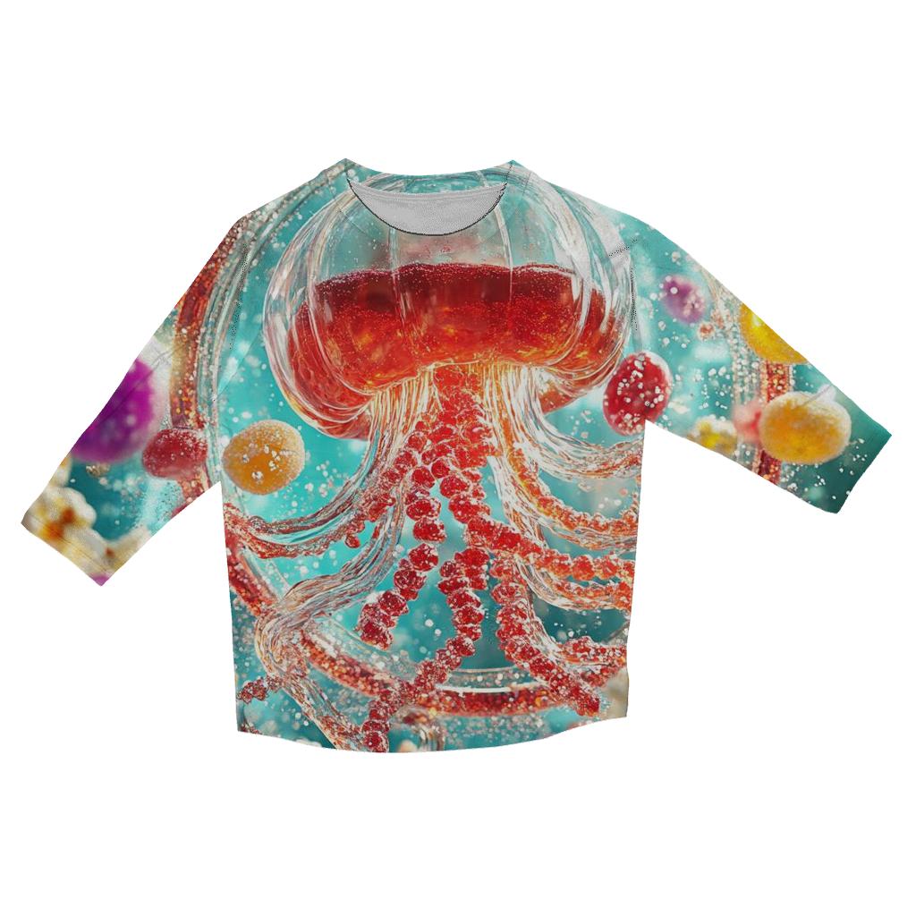 Neon Soda Fizz Jellyfish Parade custom 3/4 sleeve shirts
