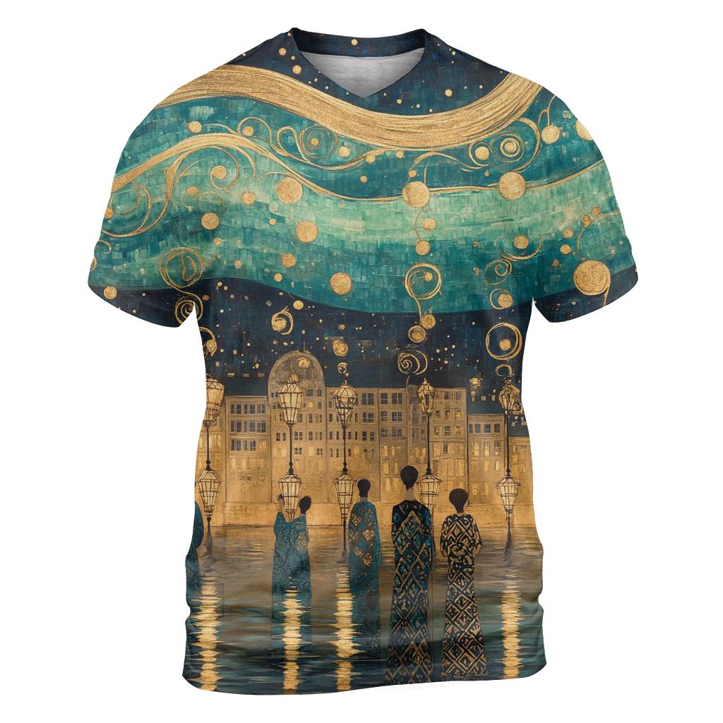 Gustav Klimt Inspired Aurora Festival Over Vienna designer pattern shirts