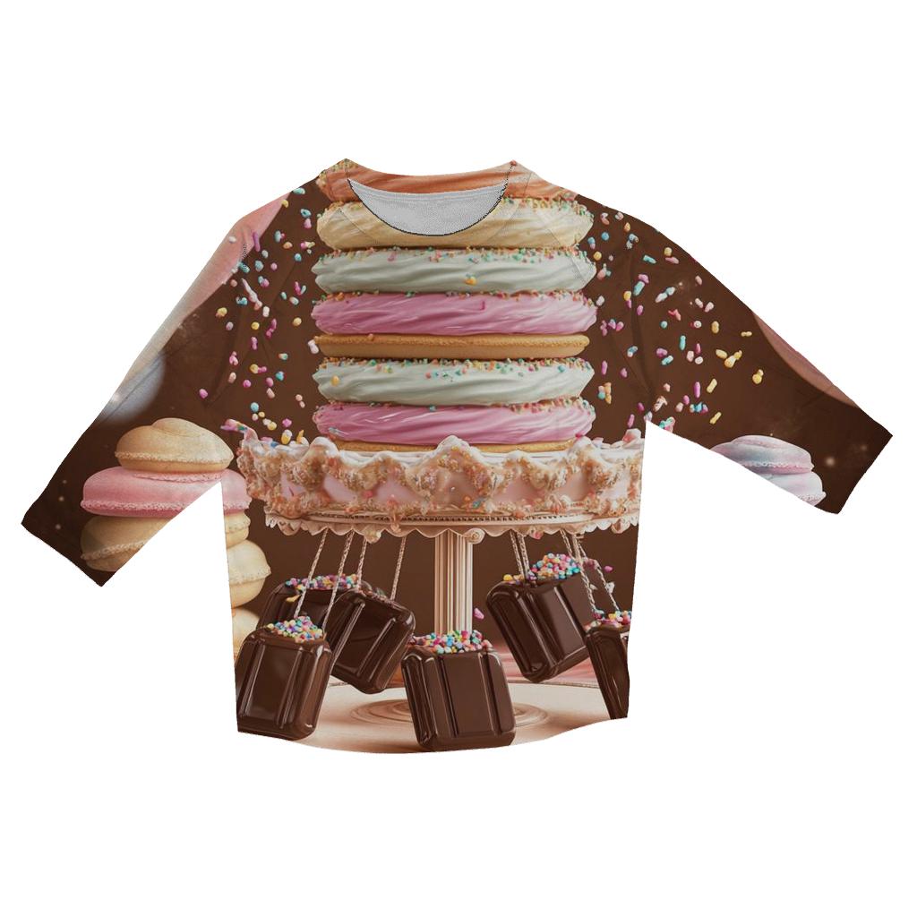 Cupcake Carousel In A Dreamy Candy Bazaar personalized 3/4 sleeve tees
