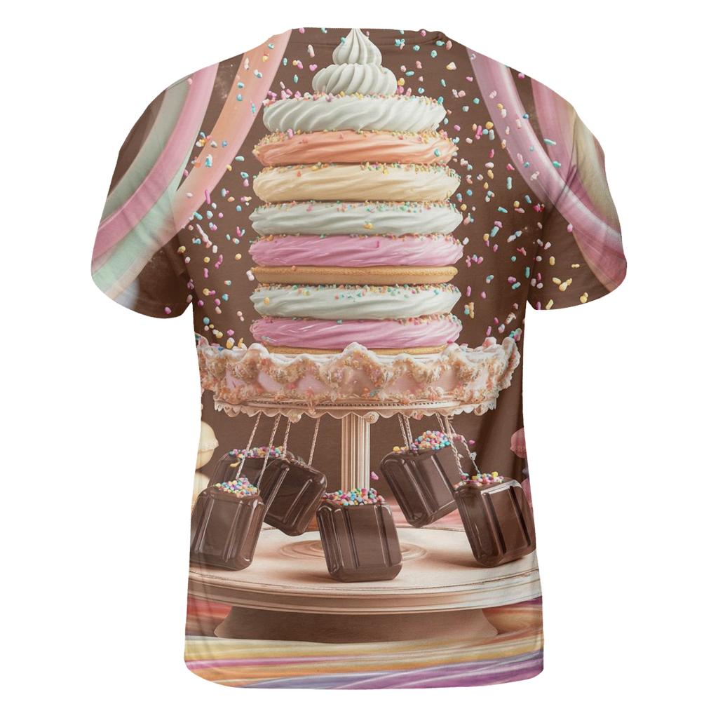 Cupcake Carousel In A Dreamy Candy Bazaar creative print fashion shirts