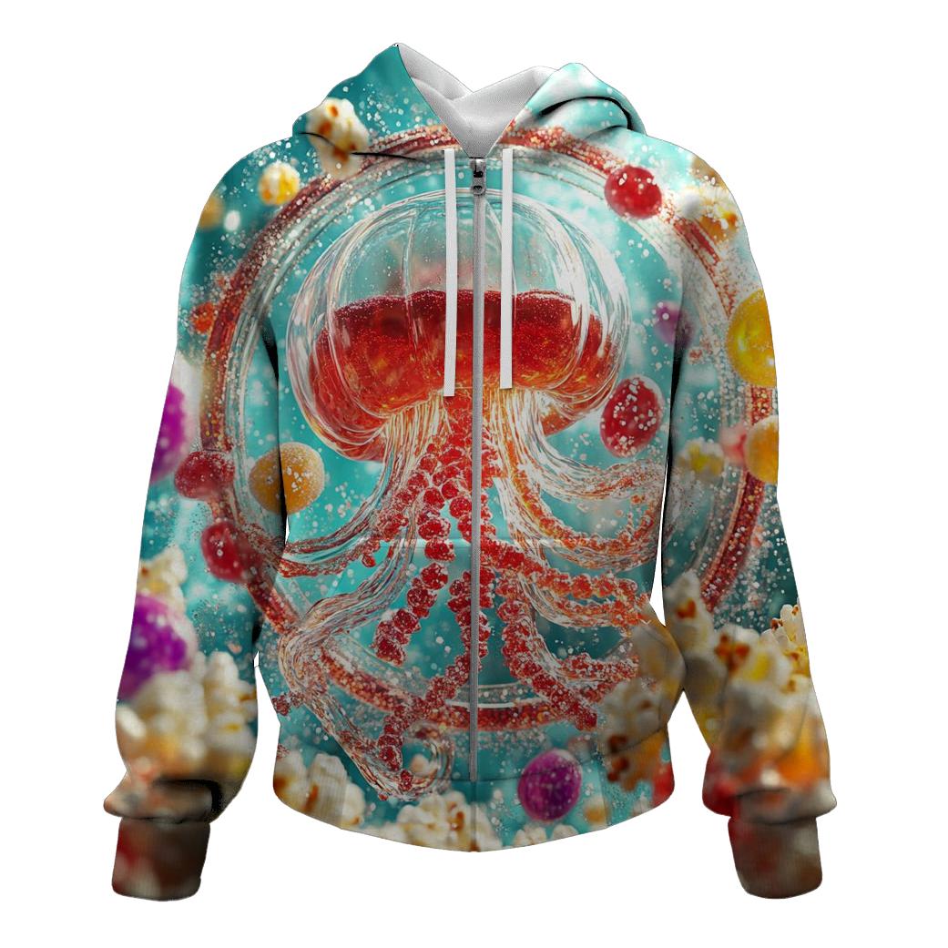 Neon Soda Fizz Jellyfish Parade lightweight hoodies