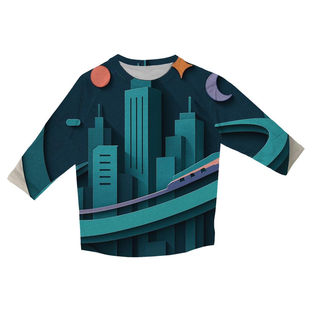 Prismatic Paper Cut City Orbit personalized 3/4 sleeve tees