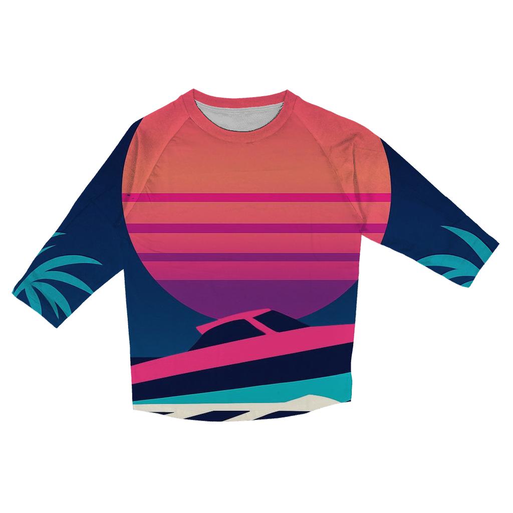 Miami Vice Speedboat Silhouette casual three quarter sleeve shirts