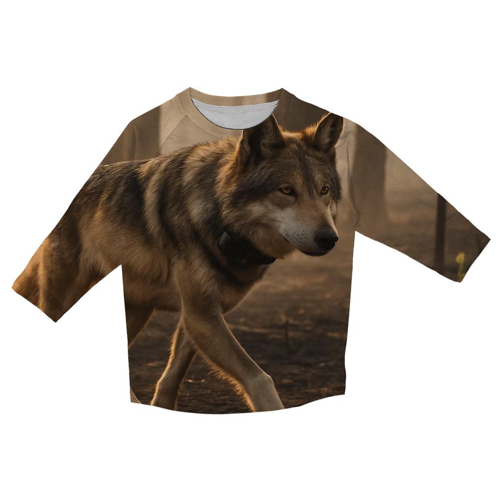 Mexican Gray Wolf In The Post Fire Recovery Zone printed three quarter sleeve shirts