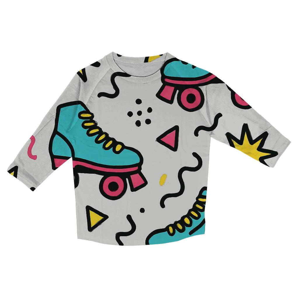 Memphis Roller Rink Confetti printed three quarter sleeve shirts