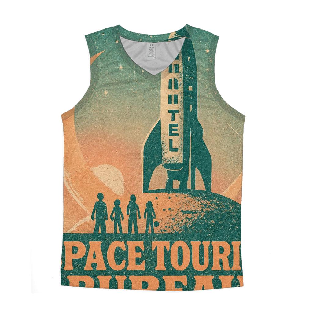 Worn Space Tourist Postcard 1977 graphic print tank tops