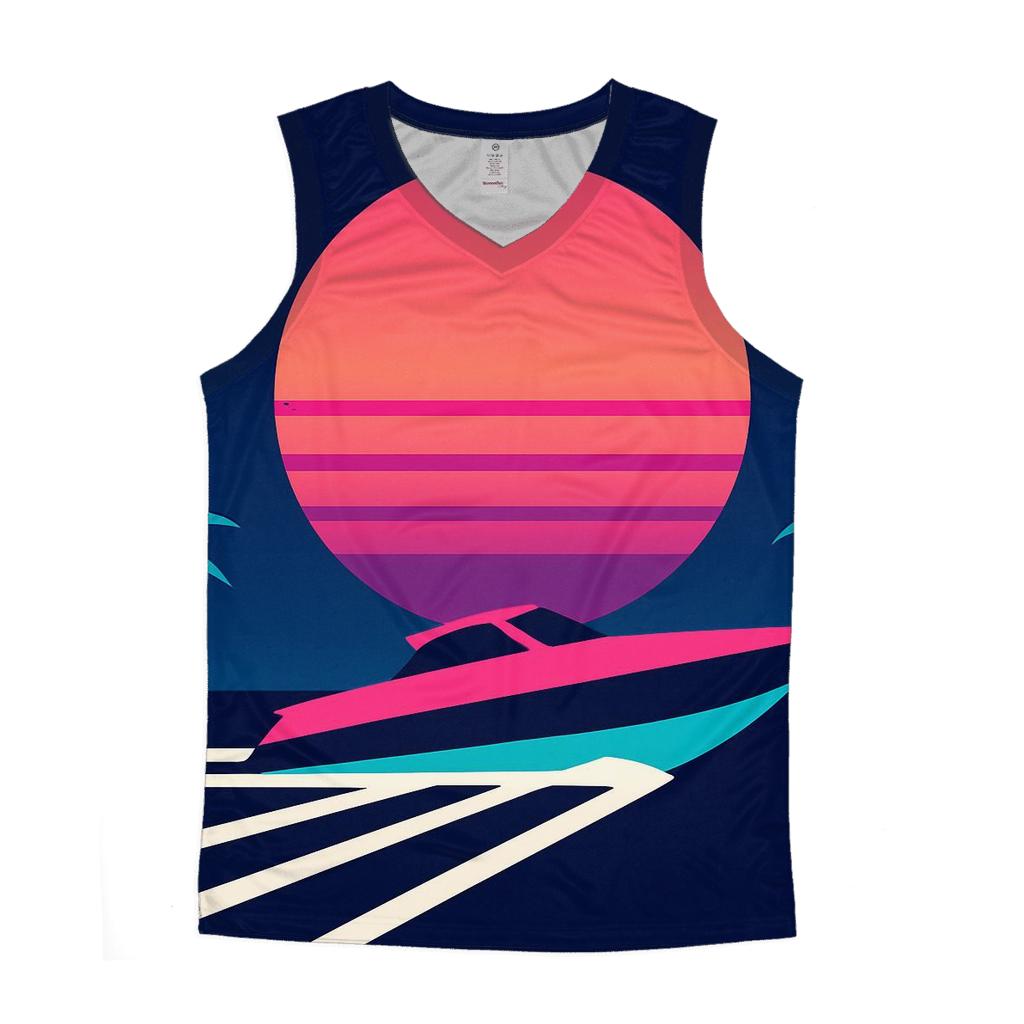 Miami Vice Speedboat Silhouette cotton sleeveless tops