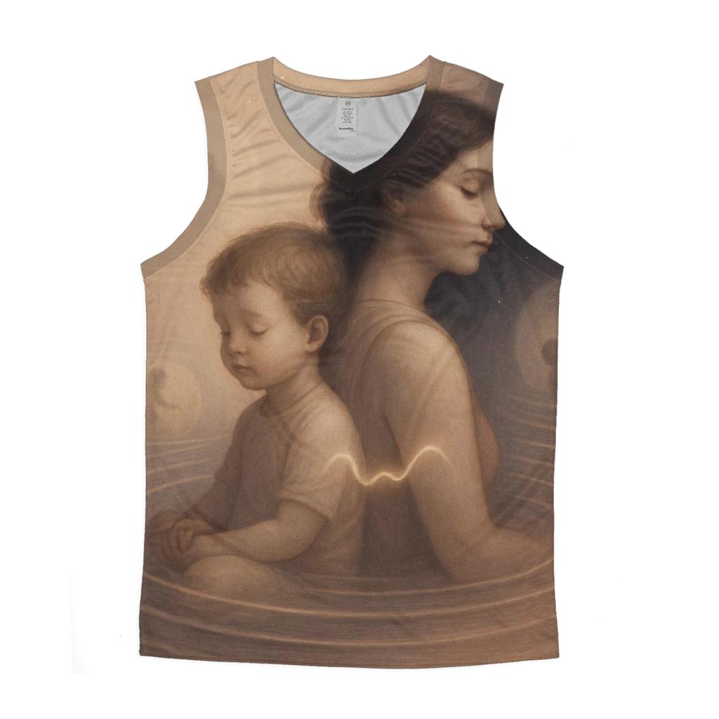 The Pulse Beneath The Years A Mother And Child Sharing One Quiet Rhythm graphic print tank tops