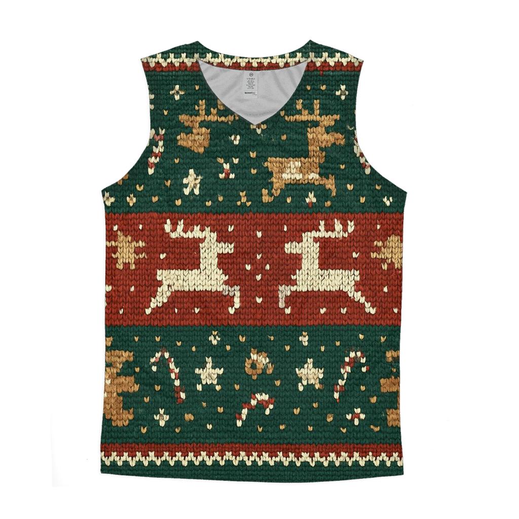 Gingerbread Rocket Reindeer Sweater Stripe Design casual summer tank tops
