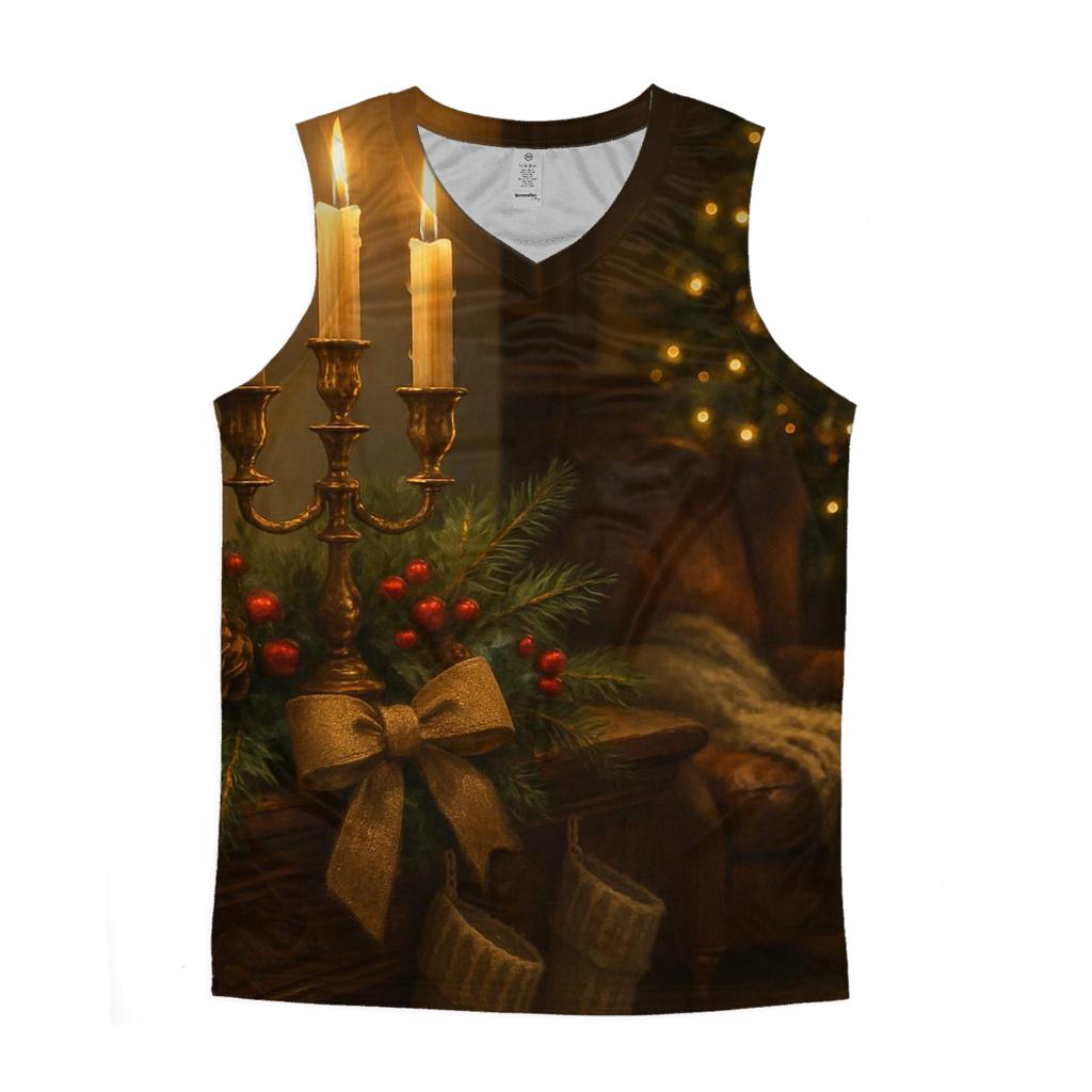 Candlelit Hearth And Evergreen Mantel trendy fitted tank tops