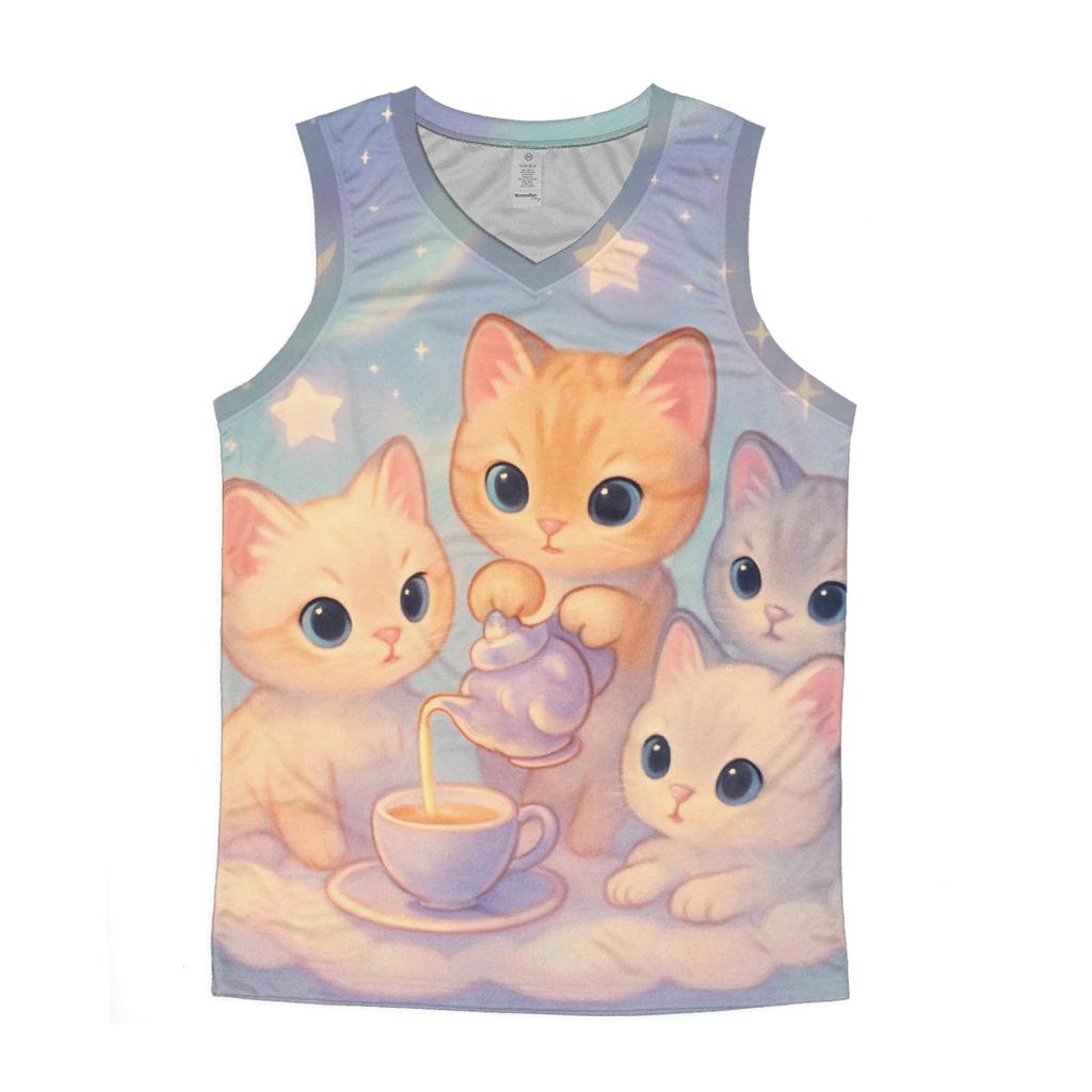 Cloud Tea Party Kittens casual summer tank tops