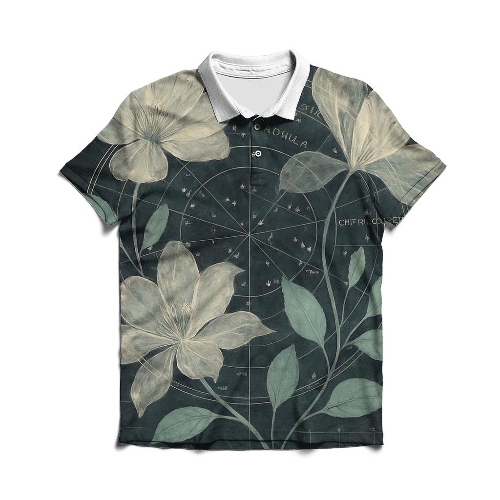 Midnight Botanical Star Chart Collage stylish collar polo tees
