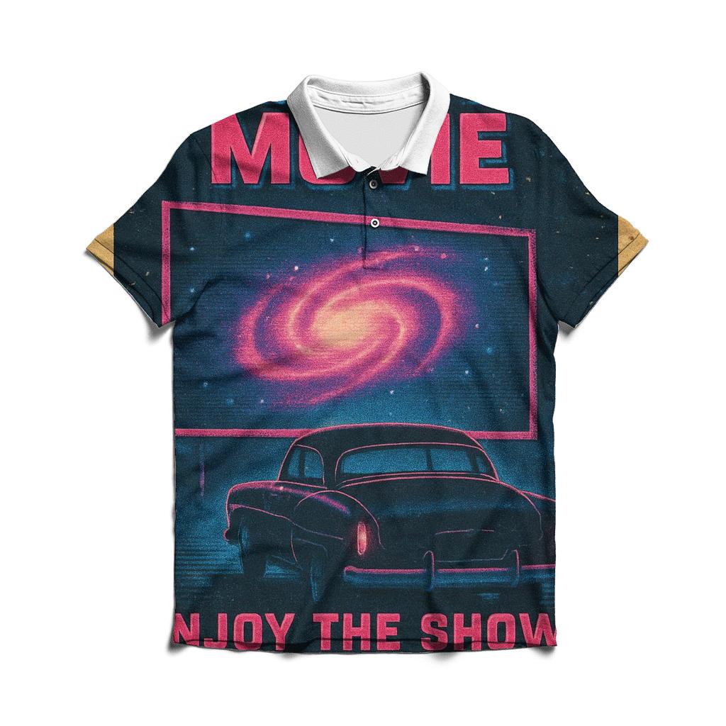 Aged Cosmic Drive In Movie Poster 1984 designer slim fit polos