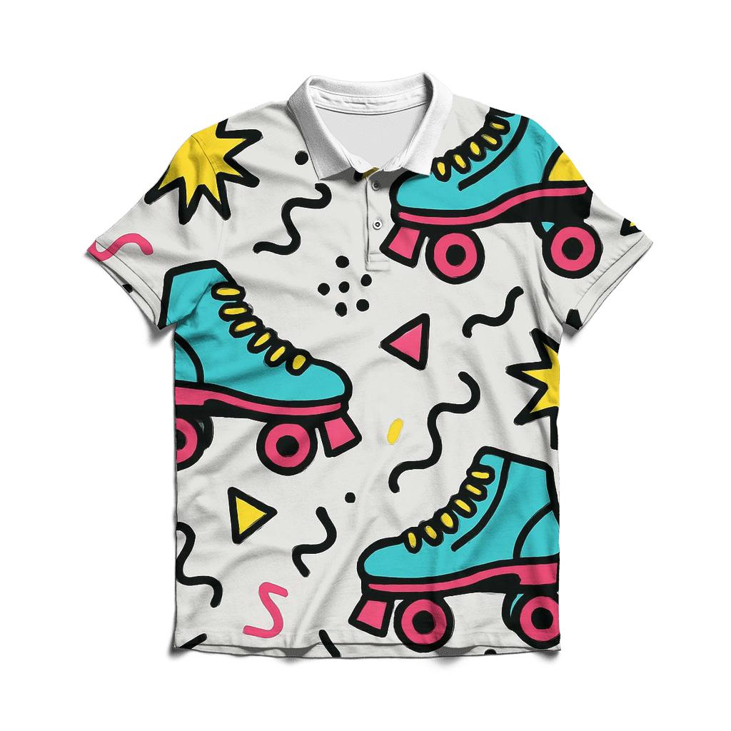 Memphis Roller Rink Confetti premium cotton polo shirts