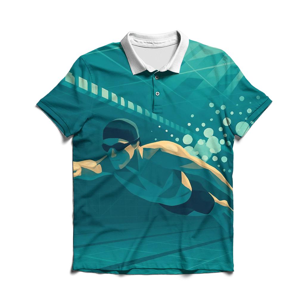 Underwater Pool Sprint Geometry custom polo shirts