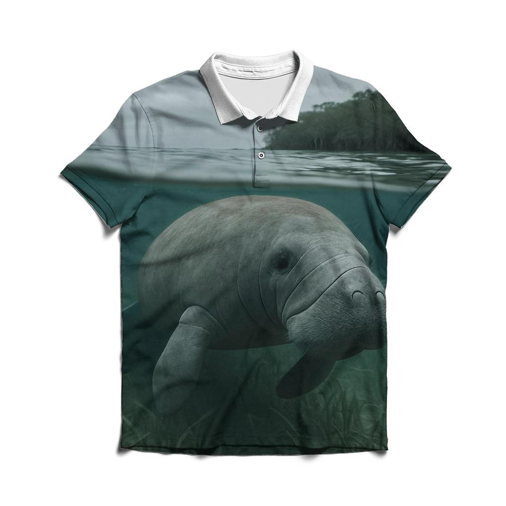 Estuary Drifter West Indian Manatee stylish collar polo tees