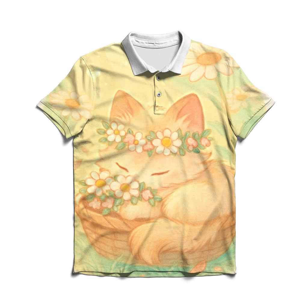 Sunbeam Meadow Basket Kitten embroidered polo tops
