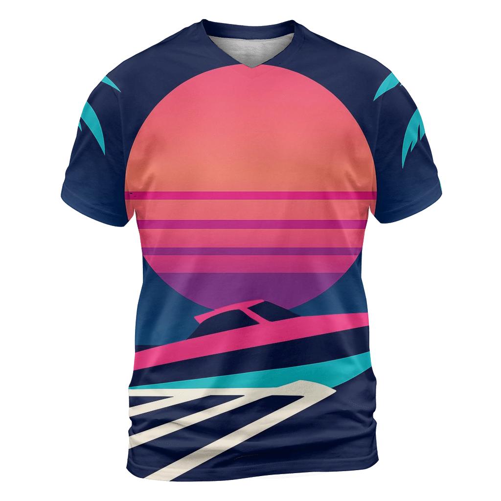 Miami Vice Speedboat Silhouette creative print fashion shirts