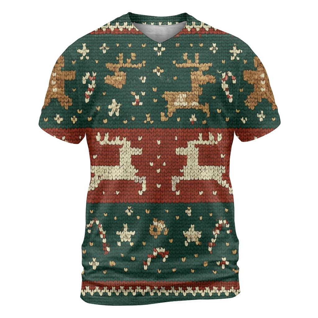 Gingerbread Rocket Reindeer Sweater Stripe Design statement graphic shirts