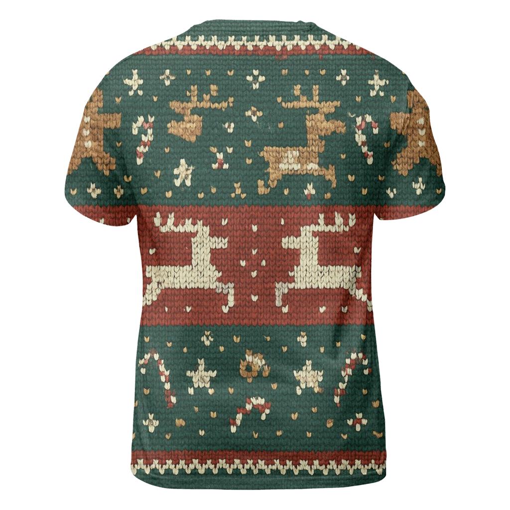 Gingerbread Rocket Reindeer Sweater Stripe Design statement graphic shirts