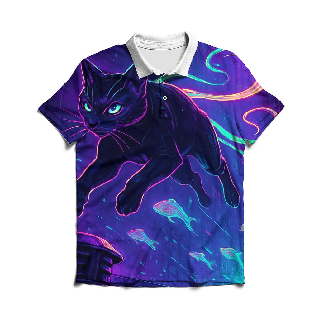 Neon Koi Rain Alley Cat Drifter premium cotton polo shirts