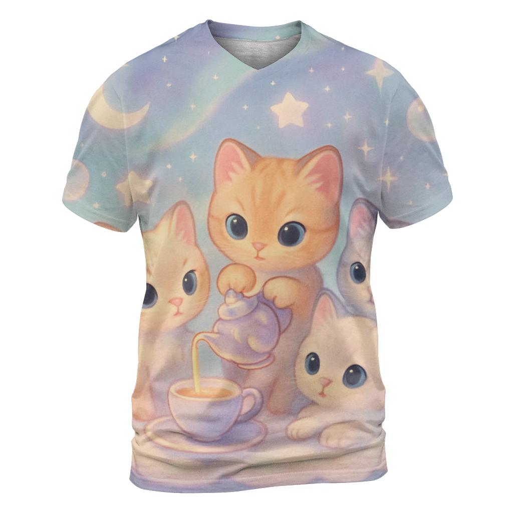 Cloud Tea Party Kittens unique graphic print tees