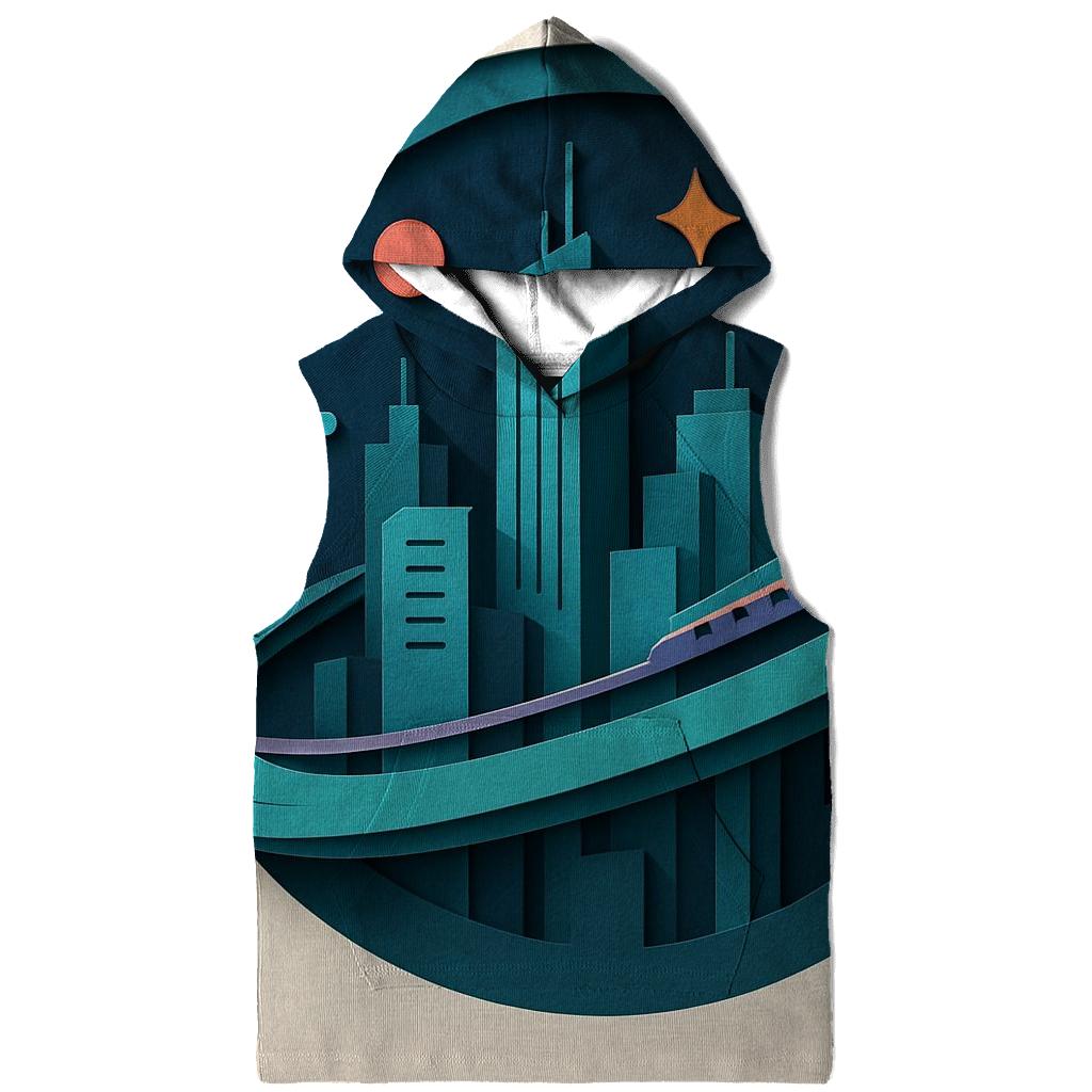 Prismatic Paper Cut City Orbit graphic hoodies