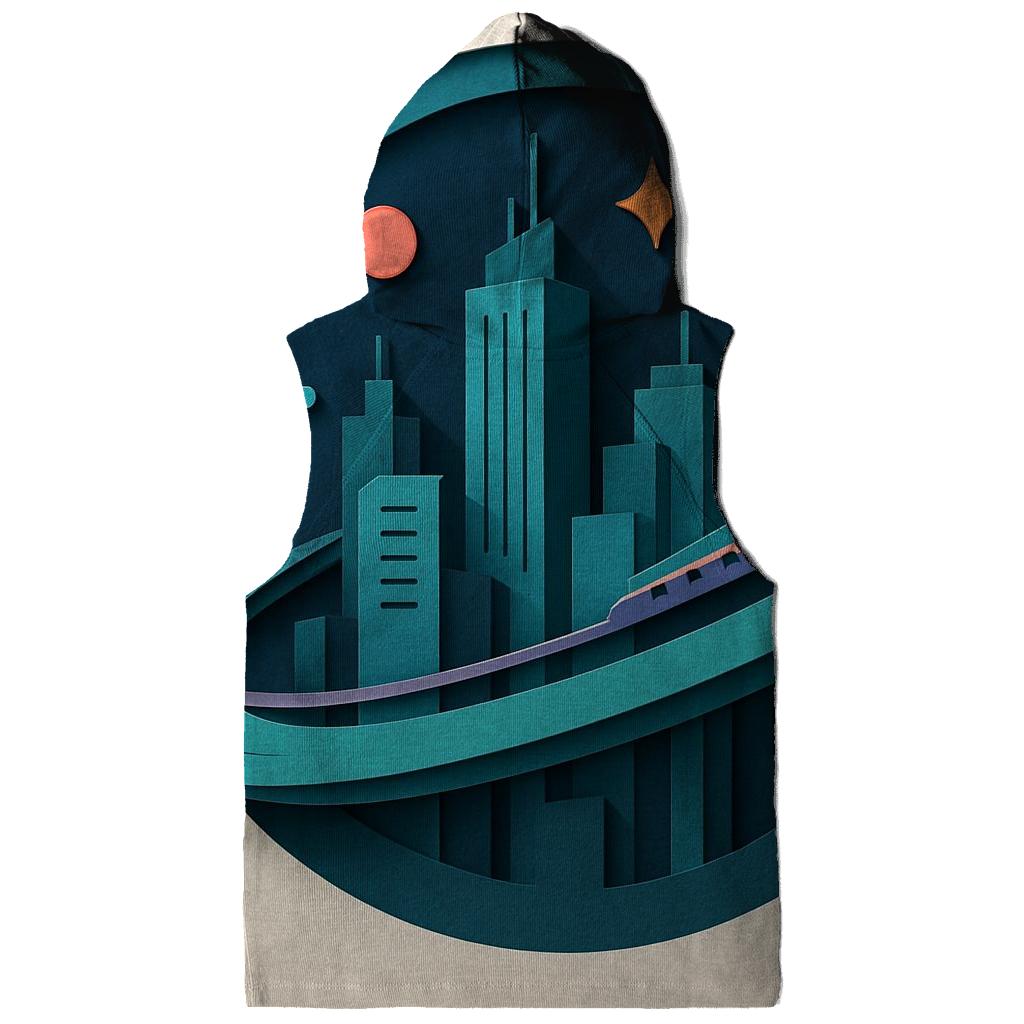 Prismatic Paper Cut City Orbit graphic hoodies