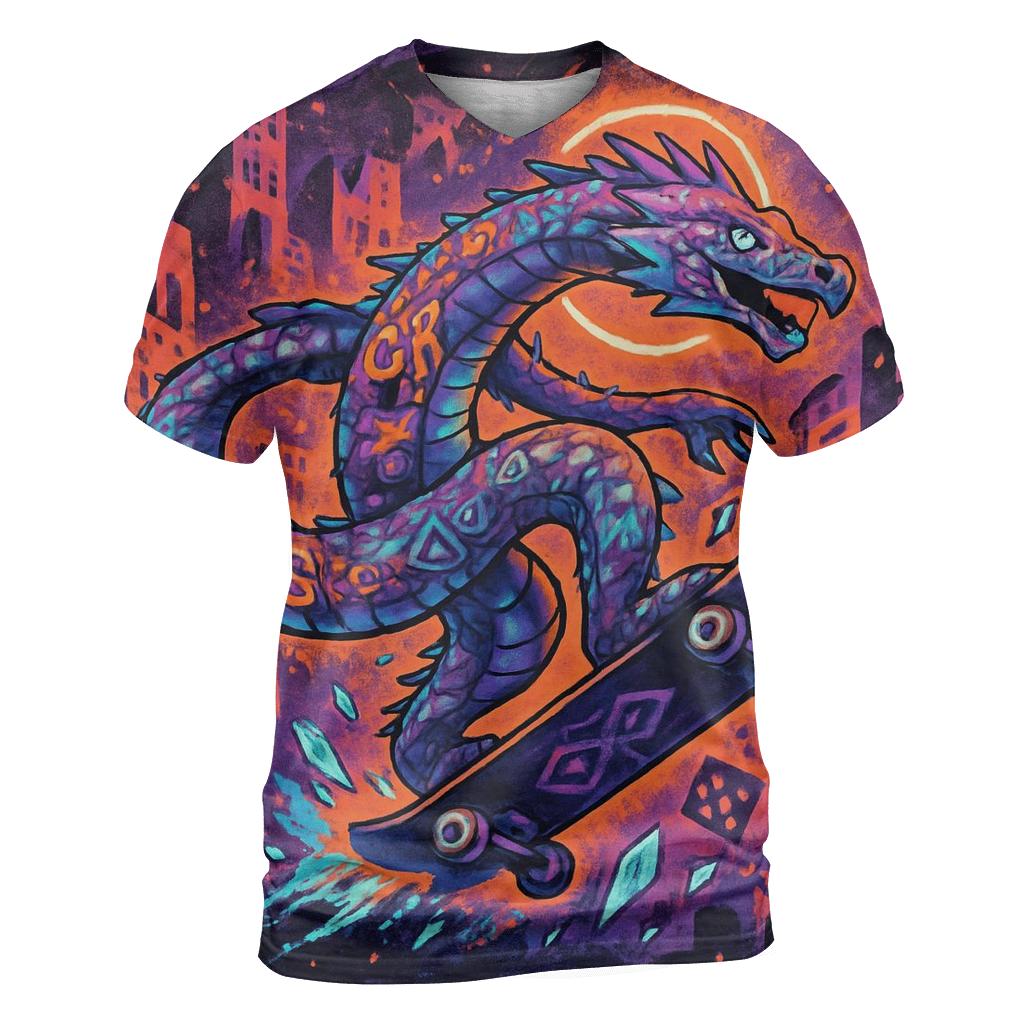 Runic Skate Serpent artistic all-over print tops