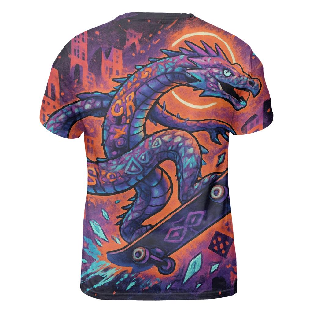 Runic Skate Serpent artistic all-over print tops