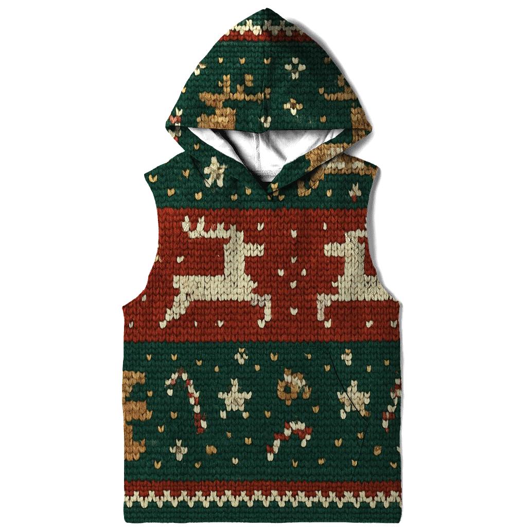 Gingerbread Rocket Reindeer Sweater Stripe Design heavyweight hoodies