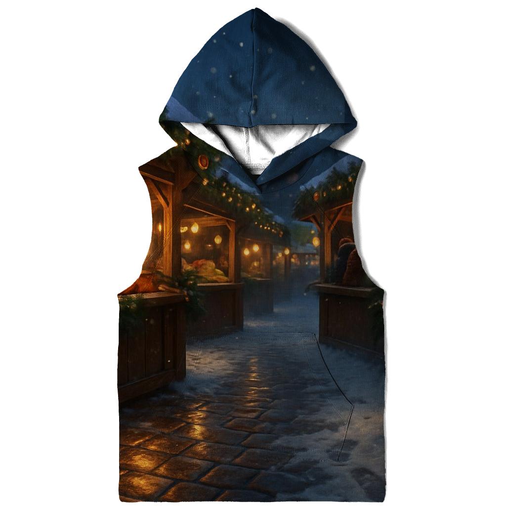 Snowy Christmas Market Under Starry Lanterns hoodies fashion