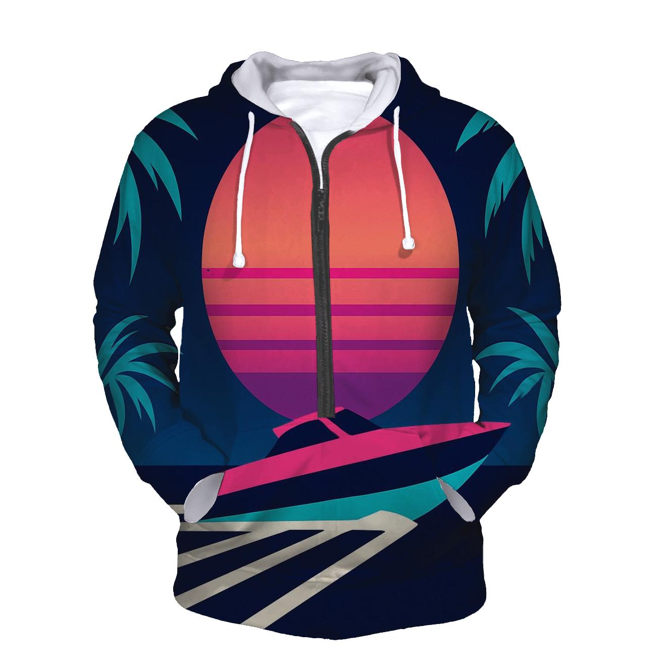 Miami Vice Speedboat Silhouette pullover hoodies