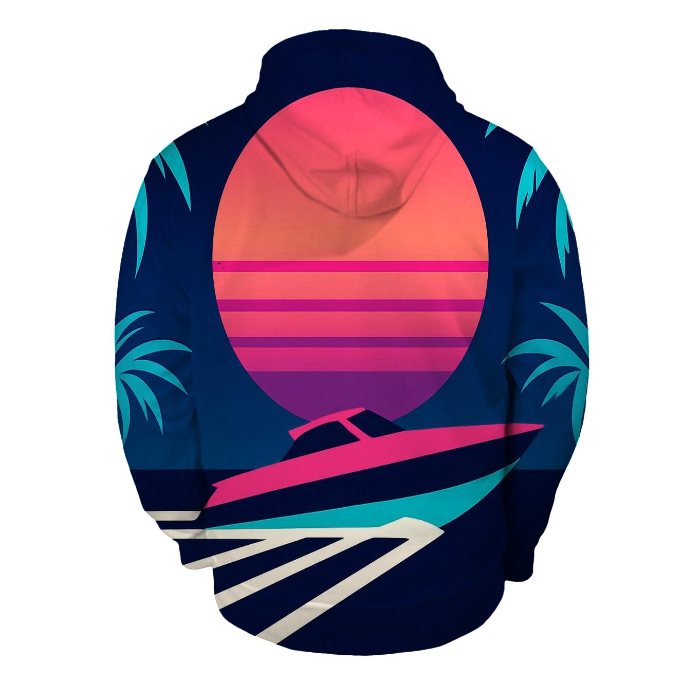 Miami Vice Speedboat Silhouette pullover hoodies