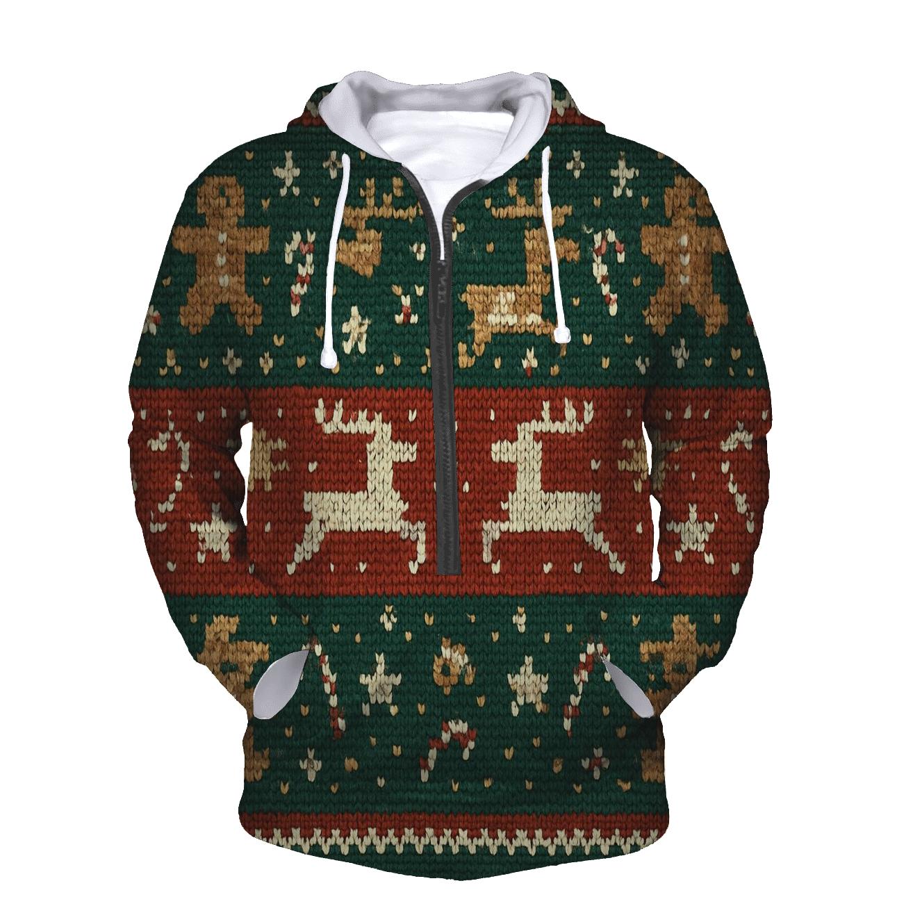 Gingerbread Rocket Reindeer Sweater Stripe Design hoodie designs