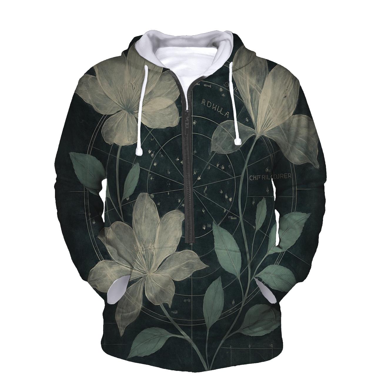 Midnight Botanical Star Chart Collage embroidered hoodies