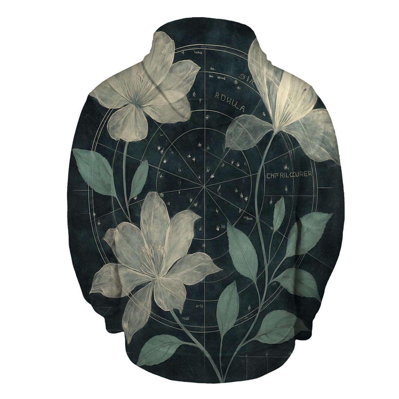 Midnight Botanical Star Chart Collage embroidered hoodies