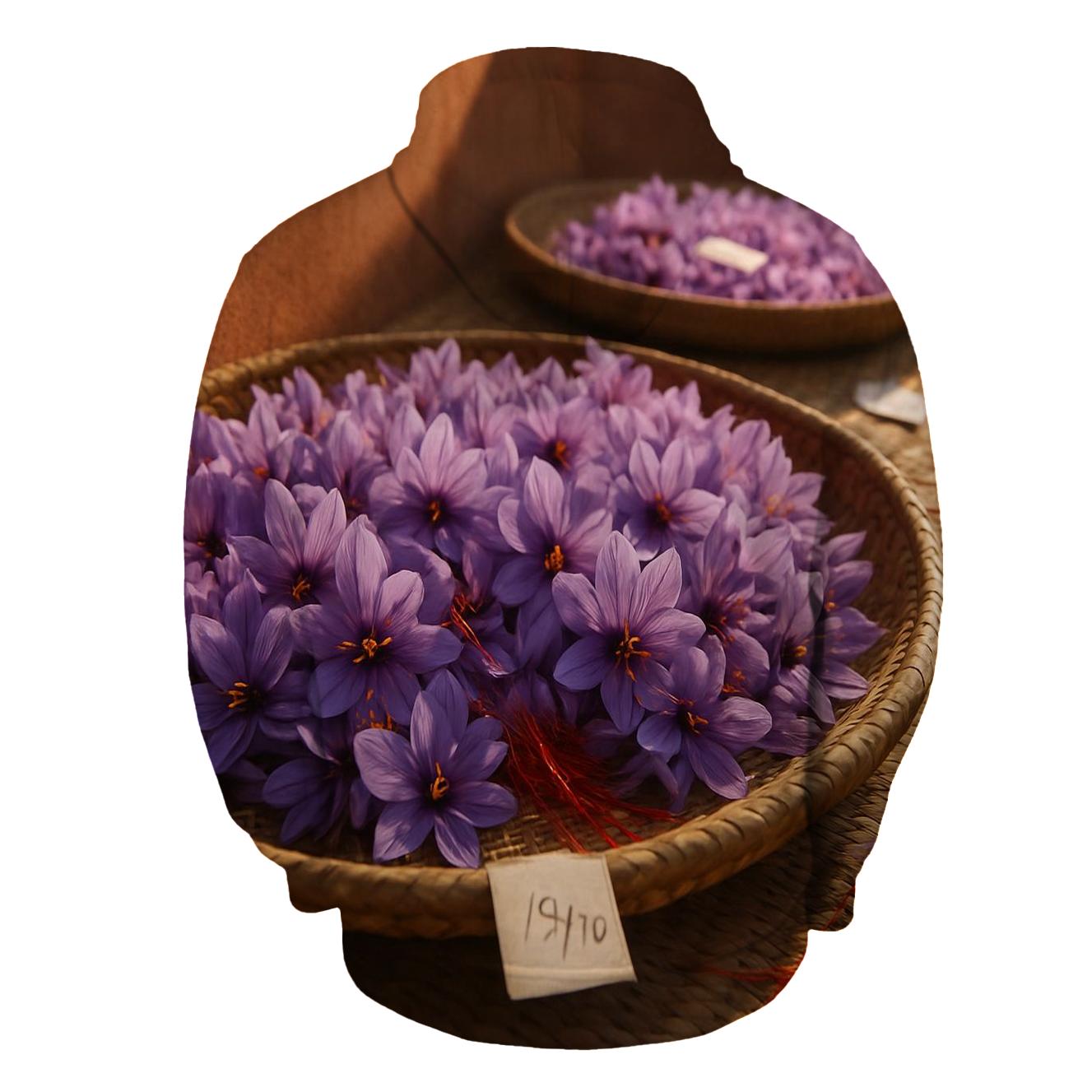 Saffron Crocus Drying Trays In A Mountain Courtyard hoodies fashion