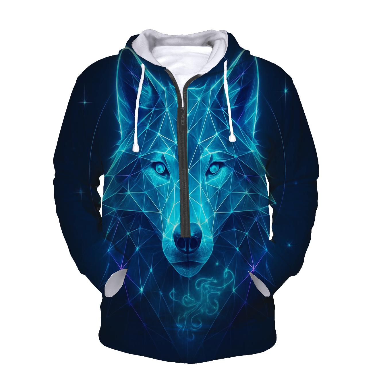 Aurora Lattice Wolf Sentinel custom hoodies