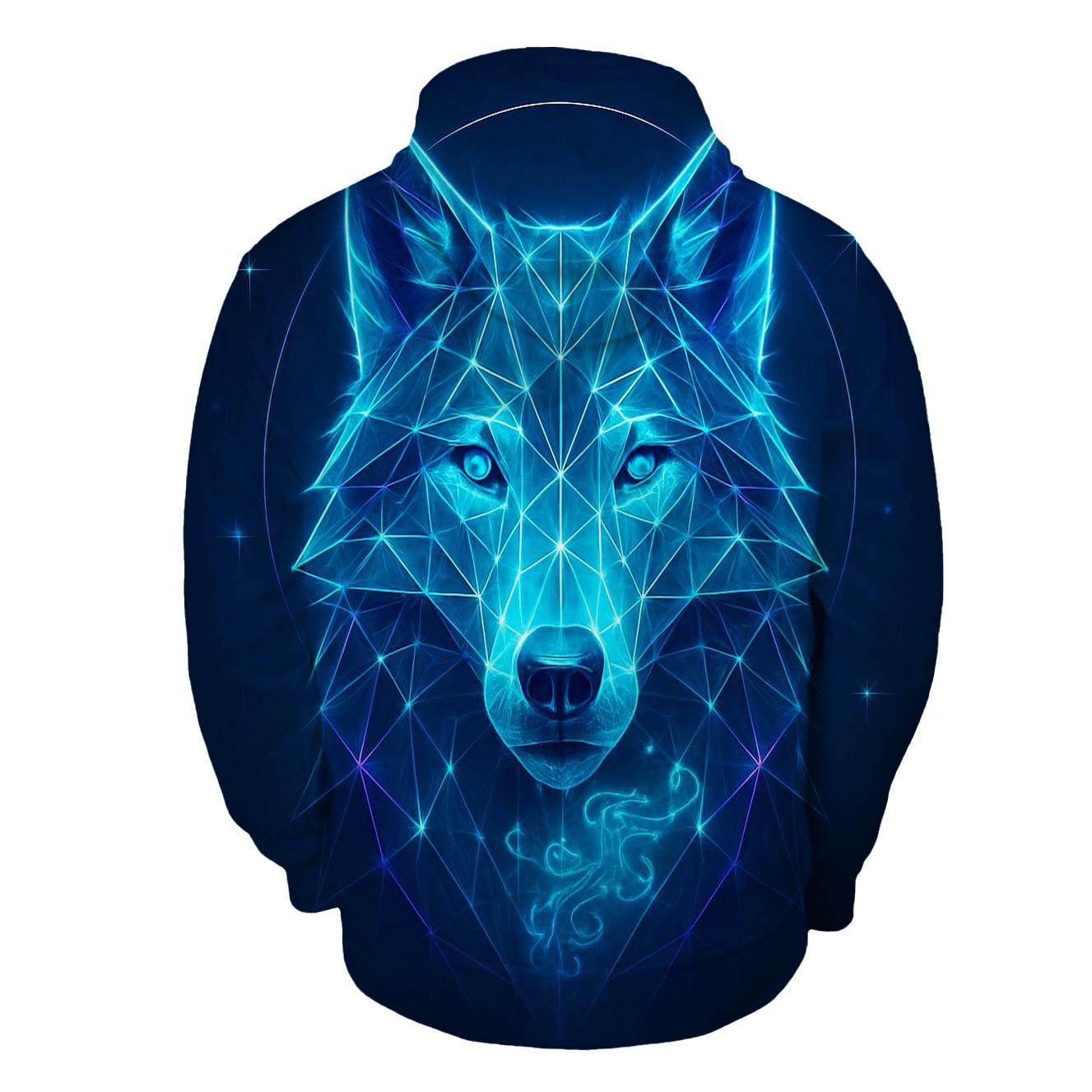 Aurora Lattice Wolf Sentinel custom hoodies