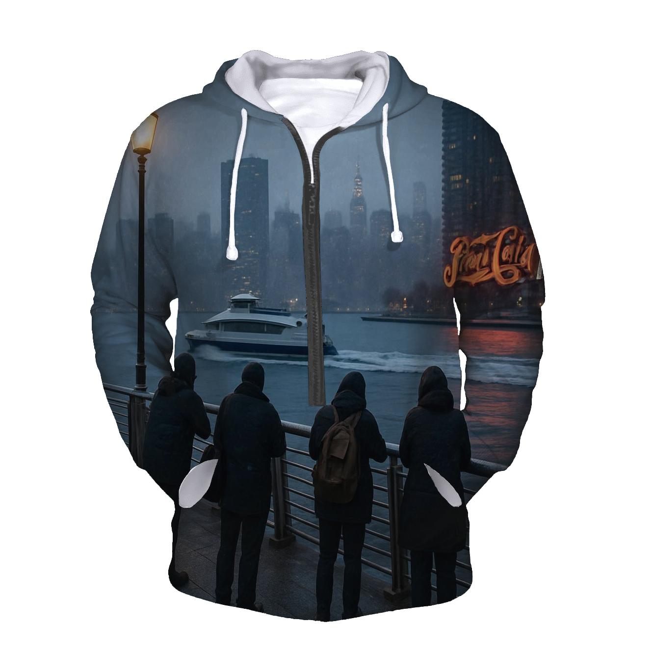 Gantry Plaza Snow Squall Facing Midtown graphic hoodies