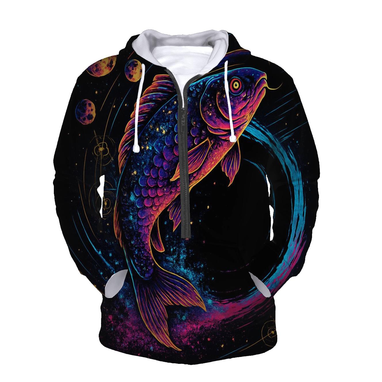 Chrono Koi Through The Gravity Well zip-up hoodies