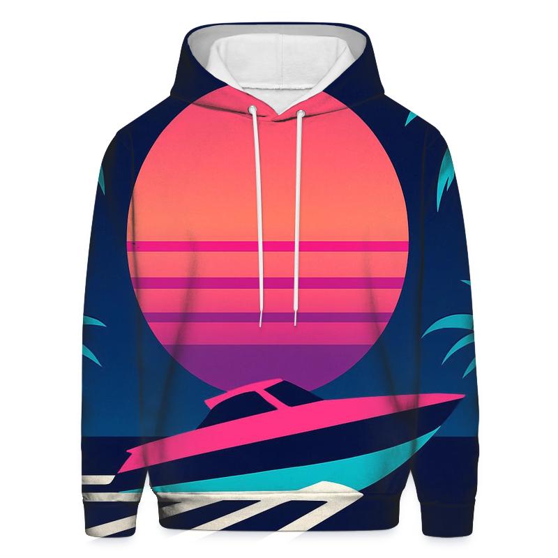 Miami Vice Speedboat Silhouette printed hoodies