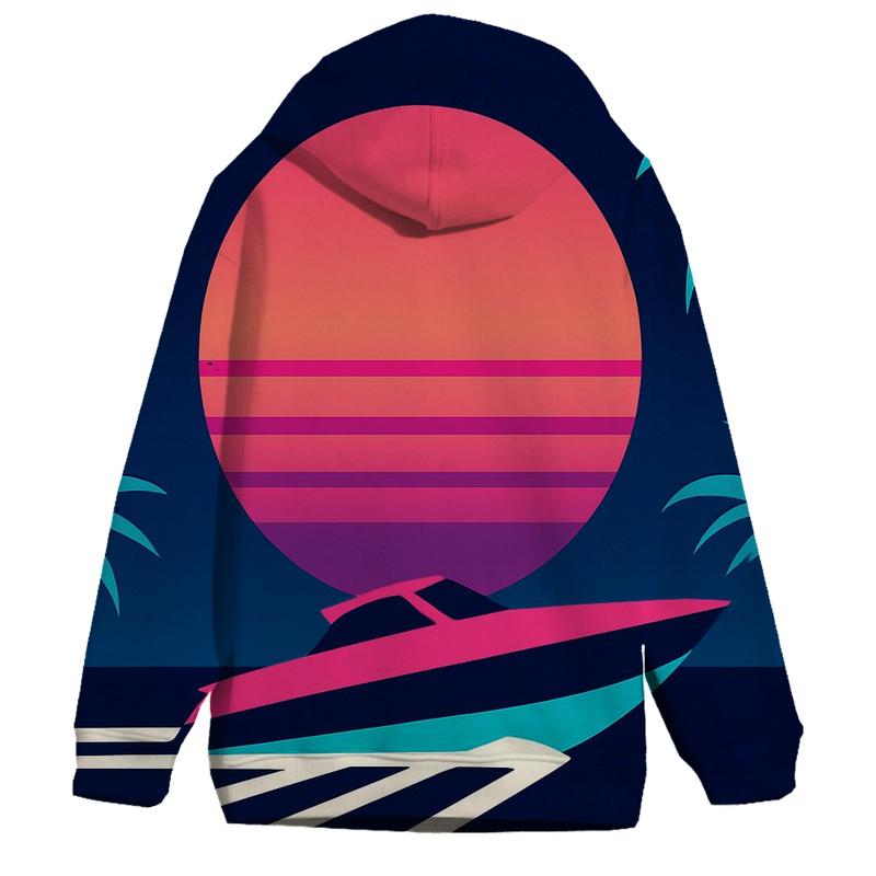 Miami Vice Speedboat Silhouette printed hoodies