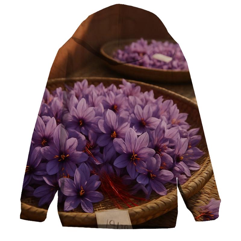 Saffron Crocus Drying Trays In A Mountain Courtyard hoodie styles