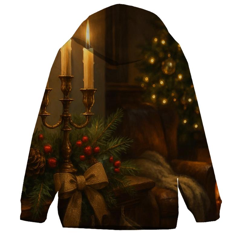 Candlelit Hearth And Evergreen Mantel heavyweight hoodies