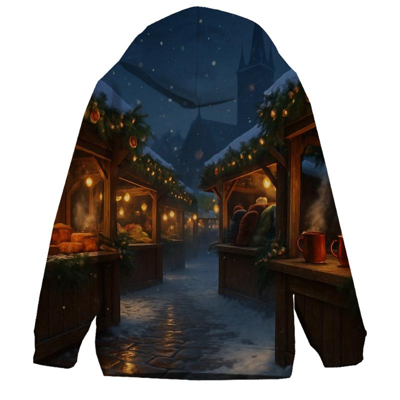 Snowy Christmas Market Under Starry Lanterns hoodie styles