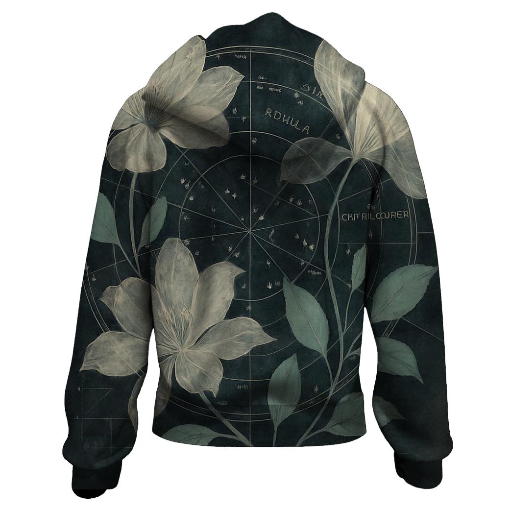 Midnight Botanical Star Chart Collage embroidered hoodies