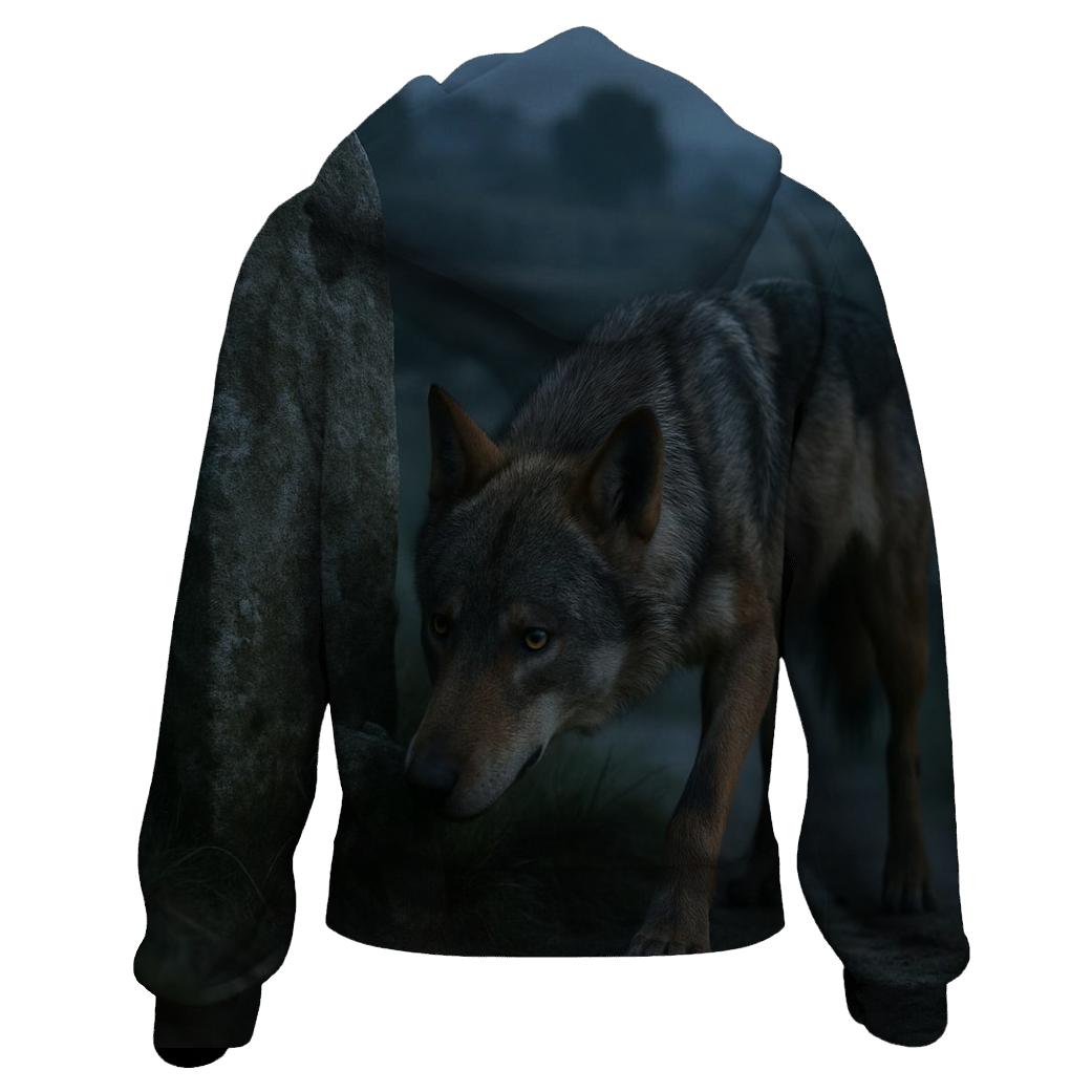 Iberian Wolf At The Transhumance Waystone zip-up hoodies