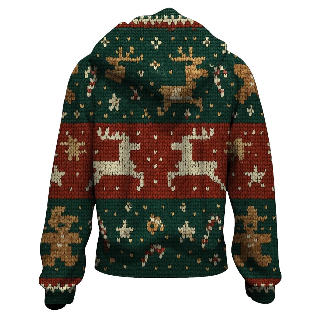 Gingerbread Rocket Reindeer Sweater Stripe Design embroidered hoodies
